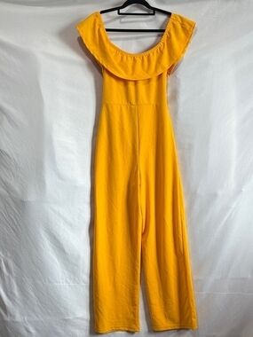 Yellow Off-Shoulder Wide-Leg Jumpsuit - Women